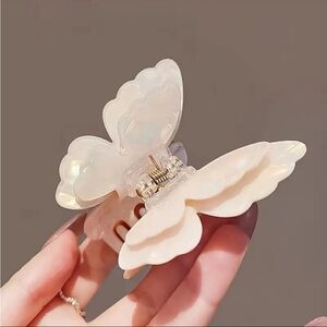 Iridescent White Butterfly Hair Clip - Elegant Women’s Accessory
